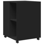 vidaXL Table d'appoint avec roues noir 55x60x78 cm bois d'ingénierie