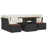 vidaXL Ensemble de Salle à Manger de Jardin 7 pièces avec coussins en rattan synthétique noir et acacia