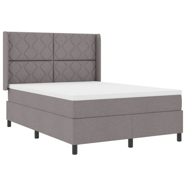 vidaXL Lit à ressorts avec matelas Taupe 140 x 190 cm tissu