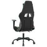 vidaXL Chaise de jeu avec repose-pied Noir et vert Similicuir