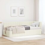 vidaXL Cadre de lit d'angle avec matelas 2 Pièces Crème Velours