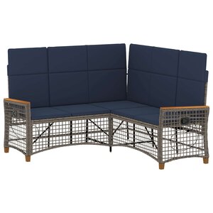 vidaXL Ensemble de canapés inclinables de jardin Gris et bleu marine