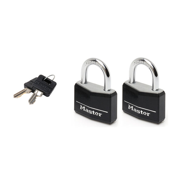 Lot de 2 Cadenas à Clé en Aluminium Massif recouvert de Vinyle  noir  4 x 5 9 x 1 3 cm