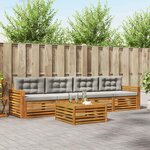 vidaXL Ensemble de canapés d'extérieur 5 pc Gris Naturel et Clair