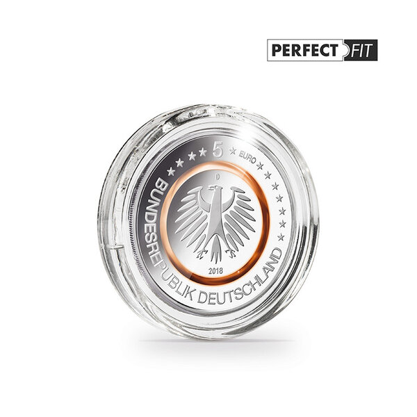 Capsules rondes ULTRA PERFECT FIT pour pièces de 5 euros. Paquet - 10 capsules