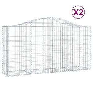 vidaXL Paniers à gabions arqués 2 Pièces 200x50x100/120 cm fer galvanisé