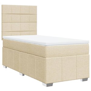 vidaXL Sommier à lattes de lit et matelas Crème 90x190 cm Tissu