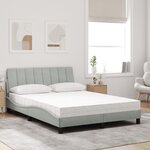 vidaXL Lit avec matelas Hanko gris clair 140x190 cm velours