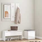 vidaXL Ensemble de meubles de couloir Blanc brillant Bois d'ingénierie