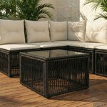vidaXL Table de Jardin Noir 55 x 55 x 37 cm Rattan PE et Verre