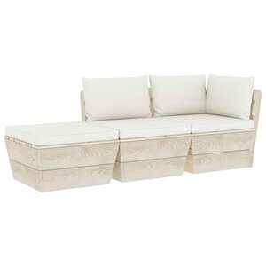 vidaXL Salon de jardin palette 3 Pièces avec coussins bois d'épicéa