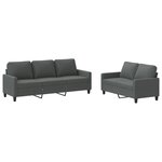 vidaXL Ensemble de canapés 2 Pièces avec coussins Gris foncé Tissu