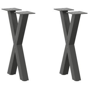 vidaXL Pieds de table basse en forme de X  2 pièces  anthracite  38 x (42-43) cm  acier