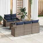 vidaXL Ensemble de canapé de jardin avec coussin 6 Pièces Gris et marine