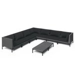vidaXL Salon de jardin 8 Pièces avec coussins Résine tressée Gris foncé