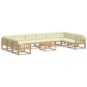 vidaXL Ensemble de canapés d'extérieur 11 Pièces Blanc et crème
