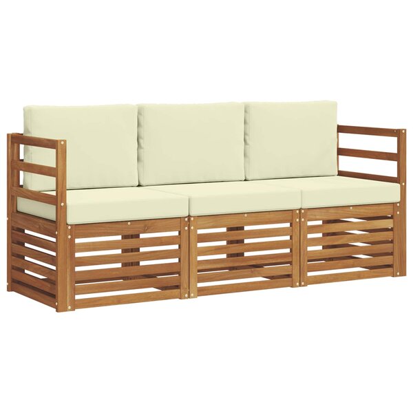 vidaXL Ensembles de canapés avec coussin 3 Pièces Naturel et Crème