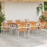 vidaXL Set de salle à manger de jardin 9 pièces en bois d'acacia massif et acier inoxydable.