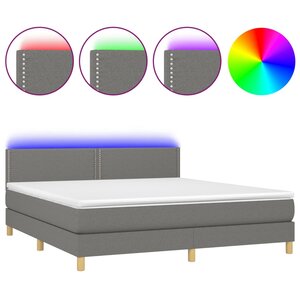vidaXL Sommier à lattes de lit et matelas et LED Gris foncé 180x200 cm