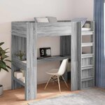 vidaXL Cadre de lit superposé avec bureau Gris Sonoma 80 x 200 cm