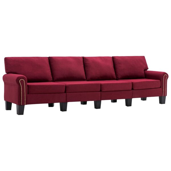 vidaXL Canapé à 4 places Rouge bordeaux Tissu