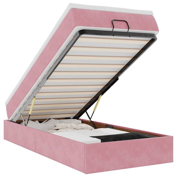 vidaXL Cadre de lit ottoman avec matelas rose 80x200 cm velours