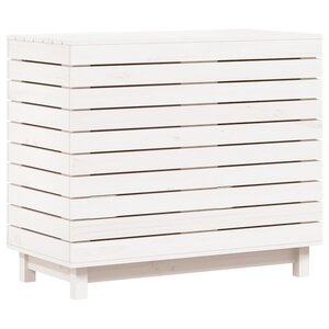 vidaXL Panier à linge blanc 88 5x44x76 cm Bois massif de pin