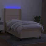 vidaXL Sommier à lattes de lit matelas LED Crème 80x200cm Tissu