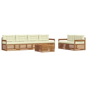 vidaXL Ensemble de canapés d'extérieur 7 pc Naturel et Crème