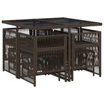 vidaXL Ensemble à manger de jardin et coussins 9 Pièces marron poly rotin