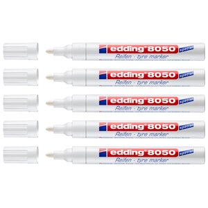Marqueur Spécial Pneu Caoutchouc 8050 Blanc Pointe Ronde 2-4 mm x 5 EDDING