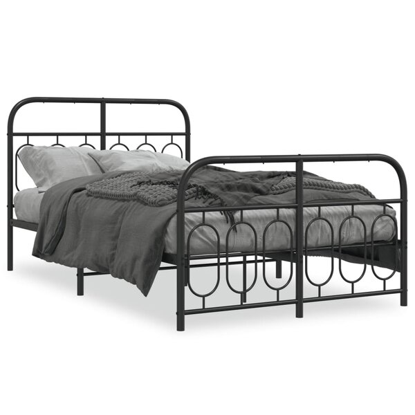 vidaXL Cadre de lit métal sans matelas avec pied de lit noir 120x200cm