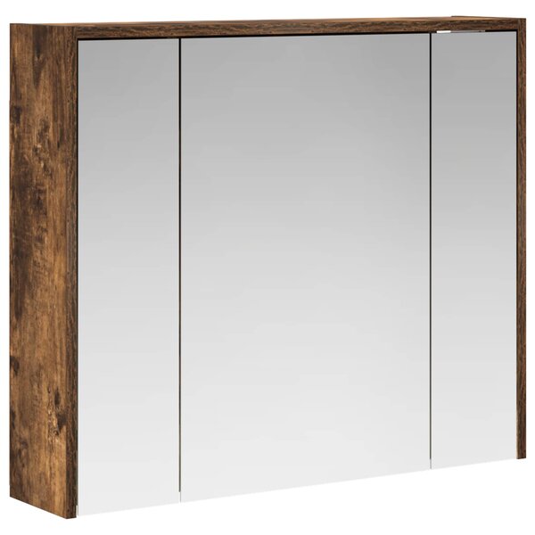 vidaXL Armoire Miroir de Salle de Bain Chêne fumé 73 5 x 16 x 62 5 cm