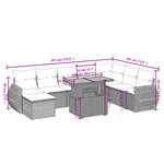 vidaXL Salon de jardin avec coussins 9 Pièces beige résine tressée