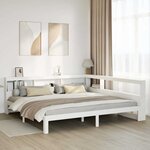 vidaXL Lit bibliothèque sans matelas blanc 200x200 cm bois pin massif