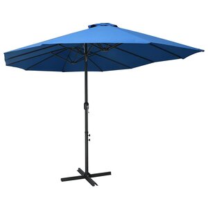 vidaXL Parasol d'extérieur et poteau en aluminium 460x270 cm Bleu