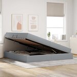 vidaXL Lit avec rangement et matelas Gris clair 200 x 200 cm Polyester