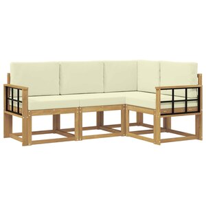 vidaXL Ensemble de canapés d'extérieur 4 pc Blanc et crème