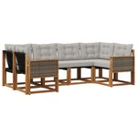 vidaXL Ensemble de canapés d'extérieur 6 pc Naturel et Gris clair