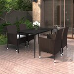 vidaXL Ensemble à manger de jardin coussins 5 Pièces Résine tressée Verre
