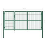 vidaXL Portail de clôture de jardin avec poteaux 350x140 cm Acier Vert