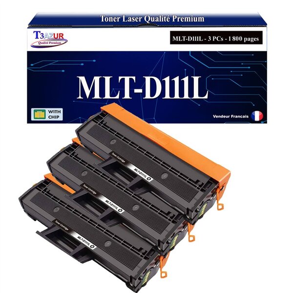 T3AZUR - 3x Toners compatibles avec Samsung MLT-D111L MLT-D111S D111S pour Samsung Xpress M2070W M2070W M2026W M2070FW M2026 M2022W M2022 M2020 M2020W M2021 M2071