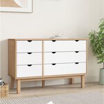vidaXL Commode OTTA marron et blanc 111x43x73 5 cm bois de pin massif