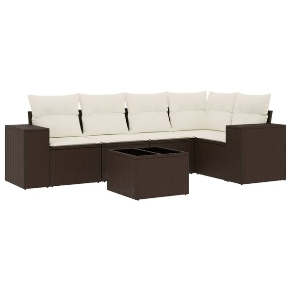 vidaXL Salon de jardin avec coussins 6 Pièces marron résine tressée