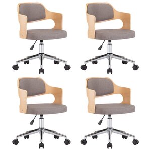 vidaXL Chaises pivotantes à manger lot de 4 taupe bois courbé et tissu