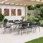 vidaXL Ensemble de salle à manger pour jardin 9 Pièces Anthracite Acier