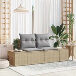 vidaXL Sofa de jardin 2 places avec des coussins beige en poly rattan