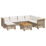 vidaXL Salon de jardin avec coussins 8 Pièces beige résine tressée