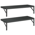 vidaXL Étagères murales 2 Pièces 75x30 cm noir acier inoxydable