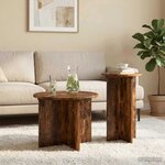 vidaXL Ensemble de tables d'appoint 2 pièces Chêne fumé Ø 45 x 35 cm